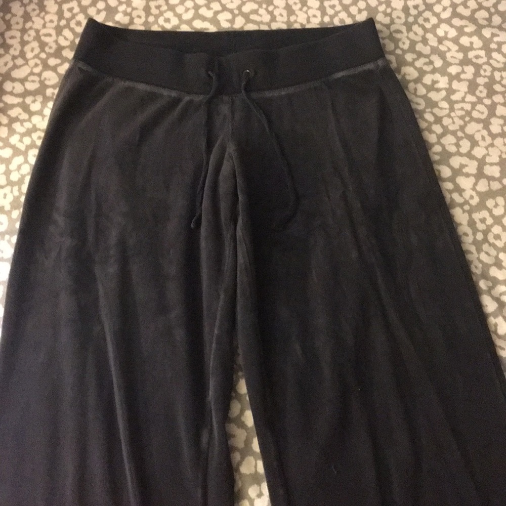 Black faux velvet sweat pants